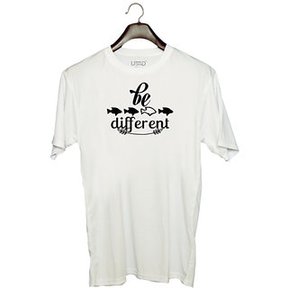                      UDNAG Unisex Round Neck Graphic 'be different' Polyester T-Shirt White                                              