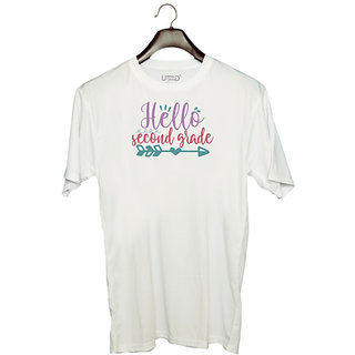                       UDNAG Unisex Round Neck Graphic 'School | hello second grade 2' Polyester T-Shirt White                                              
