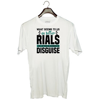                       UDNAG Unisex Round Neck Graphic 'What seems' Polyester T-Shirt White                                              