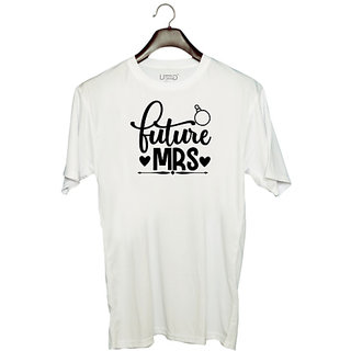                       UDNAG Unisex Round Neck Graphic 'Couple | Futuree MRS' Polyester T-Shirt White                                              
