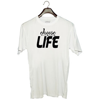                       UDNAG Unisex Round Neck Graphic 'Life | choose life' Polyester T-Shirt White                                              