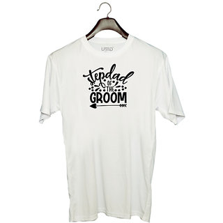                       UDNAG Unisex Round Neck Graphic 'stepdad | stepdad of the groom' Polyester T-Shirt White                                              