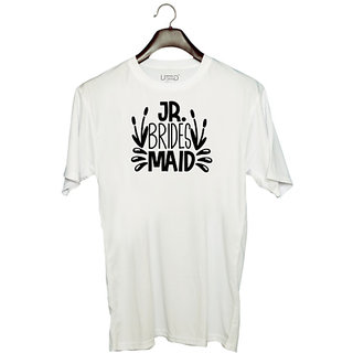                       UDNAG Unisex Round Neck Graphic 'junior | JR brides' Polyester T-Shirt White                                              