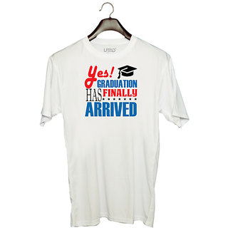                       UDNAG Unisex Round Neck Graphic 'Graduation | Yes Graduation Has Finally' Polyester T-Shirt White                                              