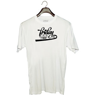                       UDNAG Unisex Round Neck Graphic 'Friday | friday my second favorite f-word' Polyester T-Shirt White                                              