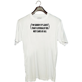                       UDNAG Unisex Round Neck Graphic '| i m sorry it s just' Polyester T-Shirt White                                              