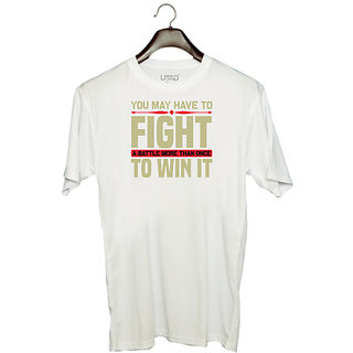                       UDNAG Unisex Round Neck Graphic 'Fight | You may have' Polyester T-Shirt White                                              