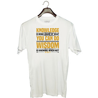                       UDNAG Unisex Round Neck Graphic 'Knowledge' Polyester T-Shirt White                                              