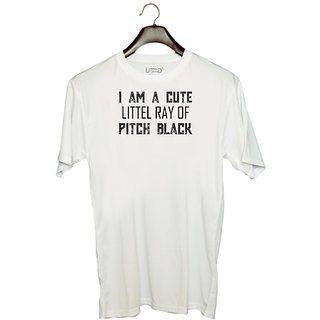                       UDNAG Unisex Round Neck Graphic '| I Am A Cute Littel Ray Of Pitch Black' Polyester T-Shirt White                                              