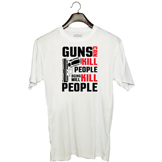                       UDNAG Unisex Round Neck Graphic '| Gans' Polyester T-Shirt White                                              