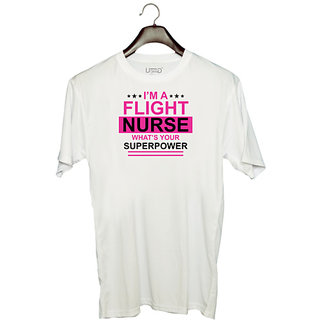                       UDNAG Unisex Round Neck Graphic 'Nurse | I am Flight Nurse What's' Polyester T-Shirt White                                              