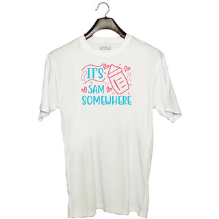                       UDNAG Unisex Round Neck Graphic 'ITS 5AM SOMEWHERE' Polyester T-Shirt White                                              