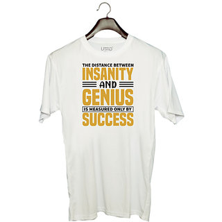                       UDNAG Unisex Round Neck Graphic 'Success | The distance' Polyester T-Shirt White                                              