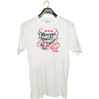                       UDNAG Unisex Round Neck Graphic 'Mermaid | Mermaid Kisses & Starfish Wishes' Polyester T-Shirt White                                              