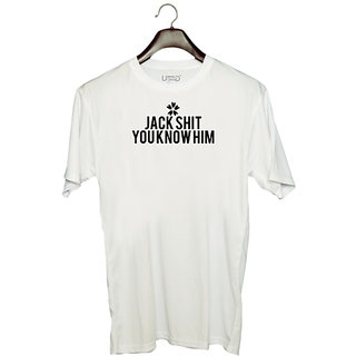                       UDNAG Unisex Round Neck Graphic '| jack shit you know him' Polyester T-Shirt White                                              