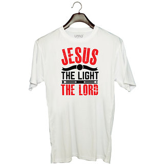                       UDNAG Unisex Round Neck Graphic 'The Lord' Polyester T-Shirt White                                              