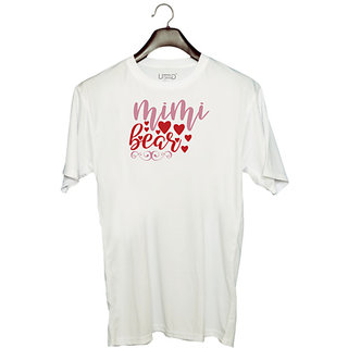                       UDNAG Unisex Round Neck Graphic 'Bear | mimi bear' Polyester T-Shirt White                                              