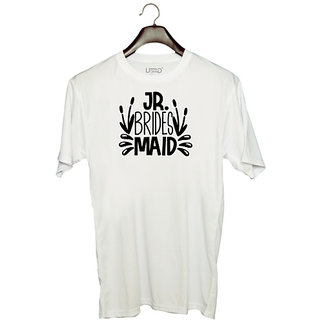                       UDNAG Unisex Round Neck Graphic 'Bridesmaid | JR brides' Polyester T-Shirt White                                              