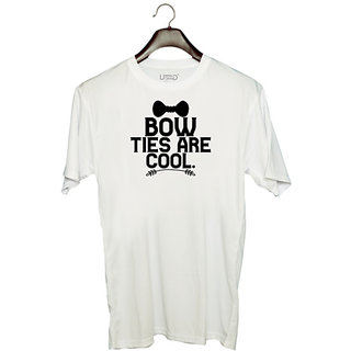                       UDNAG Unisex Round Neck Graphic 'Bow ties | BOW TIES ARE COOL' Polyester T-Shirt White                                              