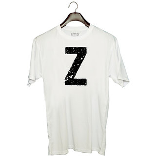                       UDNAG Unisex Round Neck Graphic 'Alphabet | Z' Polyester T-Shirt White                                              