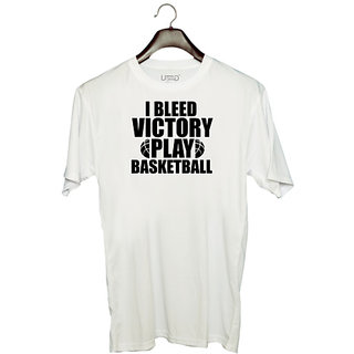                       UDNAG Unisex Round Neck Graphic 'Basketball | I bleed Vectory' Polyester T-Shirt White                                              