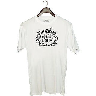                       UDNAG Unisex Round Neck Graphic 'Grand Father | Grandma of the groom' Polyester T-Shirt White                                              