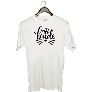                      UDNAG Unisex Round Neck Graphic 'Bride | Brideeee' Polyester T-Shirt White                                              