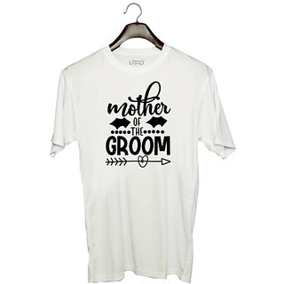                       UDNAG Unisex Round Neck Graphic 'Mother | Mother of the groom' Polyester T-Shirt White                                              