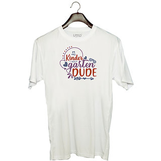                       UDNAG Unisex Round Neck Graphic 'Kindergarten | kindergarten dude' Polyester T-Shirt White                                              