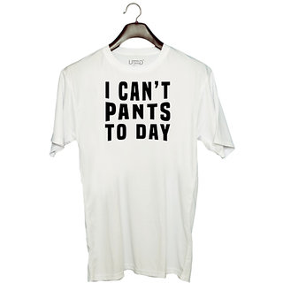                       UDNAG Unisex Round Neck Graphic '| I can't' Polyester T-Shirt White                                              