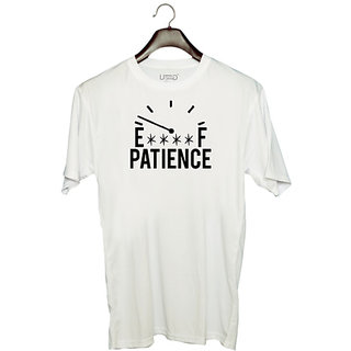                       UDNAG Unisex Round Neck Graphic 'Patience | EF PATIENCE' Polyester T-Shirt White                                              