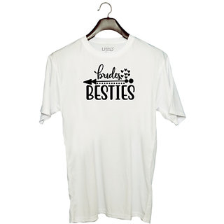                       UDNAG Unisex Round Neck Graphic 'besties | Brides besties' Polyester T-Shirt White                                              