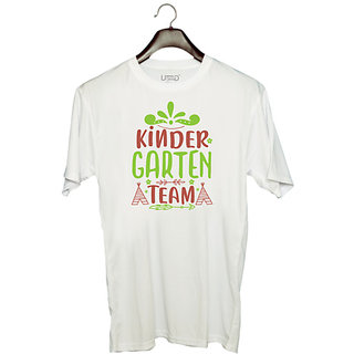                       UDNAG Unisex Round Neck Graphic 'Kindergarten | kindergarten team' Polyester T-Shirt White                                              