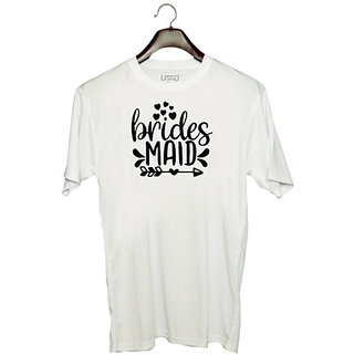                       UDNAG Unisex Round Neck Graphic 'Bride | Brides Maid' Polyester T-Shirt White                                              