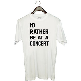                       UDNAG Unisex Round Neck Graphic 'Concert | i'd rather' Polyester T-Shirt White                                              