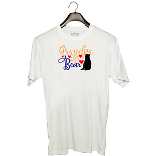                       UDNAG Unisex Round Neck Graphic 'Grand Mother | Grandpa bear' Polyester T-Shirt White                                              