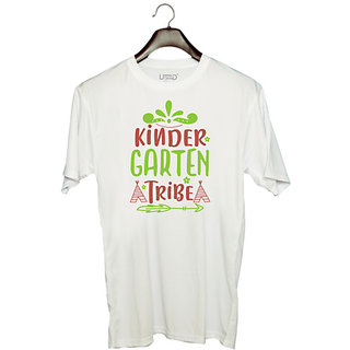                       UDNAG Unisex Round Neck Graphic 'Kindergarten | kindergarten tribe' Polyester T-Shirt White                                              