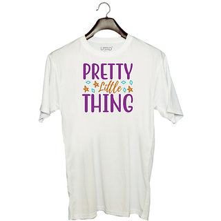                       UDNAG Unisex Round Neck Graphic 'Little things | PRETTY LITTLE THING' Polyester T-Shirt White                                              