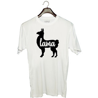                       UDNAG Unisex Round Neck Graphic 'lama | lama' Polyester T-Shirt White                                              