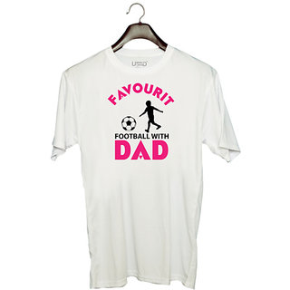 UDNAG Unisex Round Neck Graphic 'Father | favourit' Polyester T-Shirt White