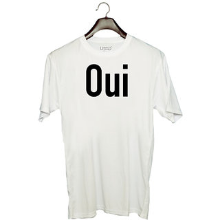 UDNAG Unisex Round Neck Graphic 'Couple | Oui' Polyester T-Shirt White