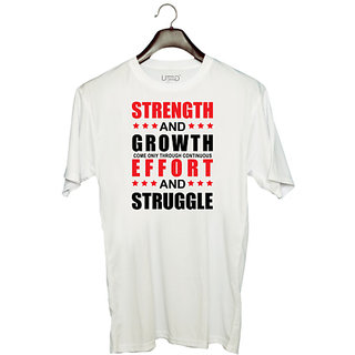                       UDNAG Unisex Round Neck Graphic 'Struggle | Strength and Growth' Polyester T-Shirt White                                              
