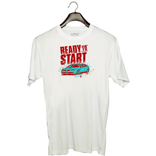                       UDNAG Unisex Round Neck Graphic 'Drive | Ready to' Polyester T-Shirt White                                              