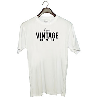 UDNAG Unisex Round Neck Graphic 'Vintage | i'm vintage' Polyester T-Shirt White