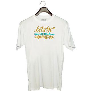                       UDNAG Unisex Round Neck Graphic 'Adventure | Let's go on the adventure' Polyester T-Shirt White                                              