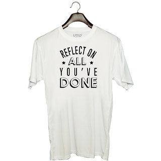                       UDNAG Unisex Round Neck Graphic '| REFLECT ON' Polyester T-Shirt White                                              