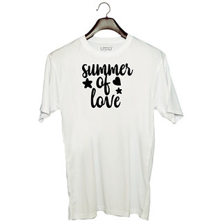                       UDNAG Unisex Round Neck Graphic 'Summer | summer of love' Polyester T-Shirt White                                              