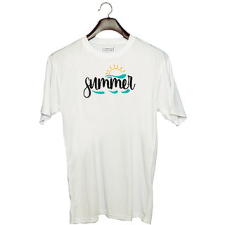                      UDNAG Unisex Round Neck Graphic 'Summer | Summer_sun' Polyester T-Shirt White                                              
