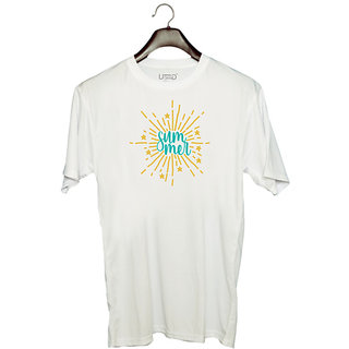                       UDNAG Unisex Round Neck Graphic 'Summer | Summer' Polyester T-Shirt White                                              