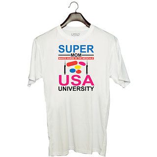                       UDNAG Unisex Round Neck Graphic 'Mother | Super Mom Makes Nurse in the' Polyester T-Shirt White                                              